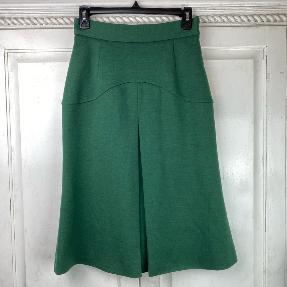 PRADA made in Italy 100% Wool knee length skirt | green